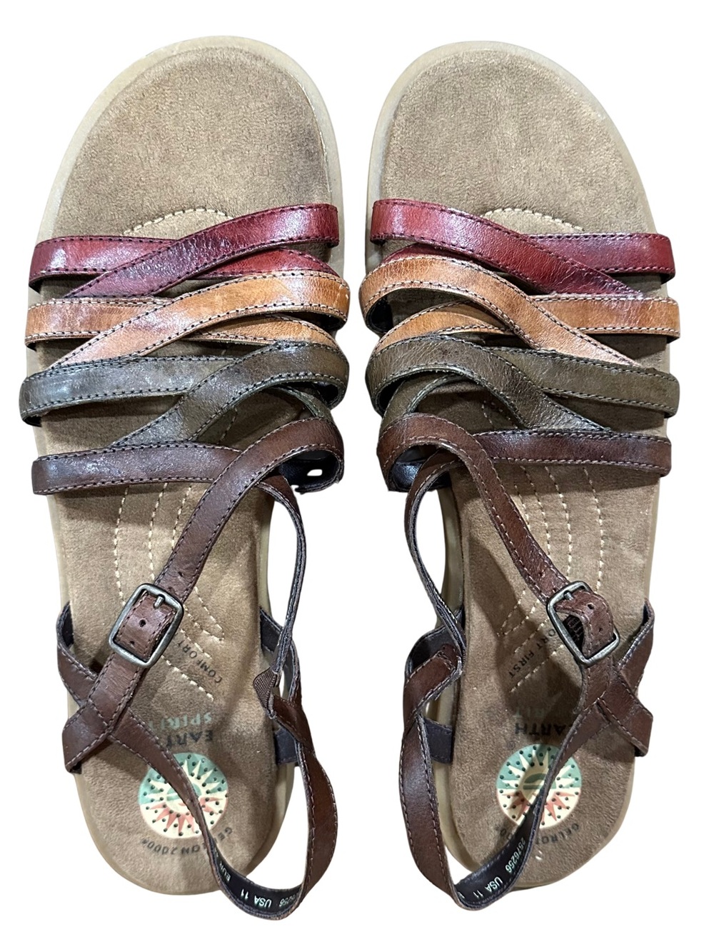 Earth Spirit Comfort First Soft Sole Ginseng Leather Sandal W Size 11